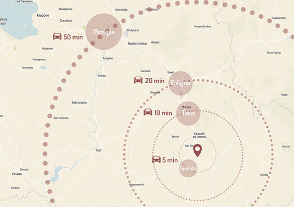 Area Commerciale Querceto - Distanze dai principali centri abitati